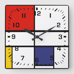 Piet Mondrian, Composition C Square Wall Clock