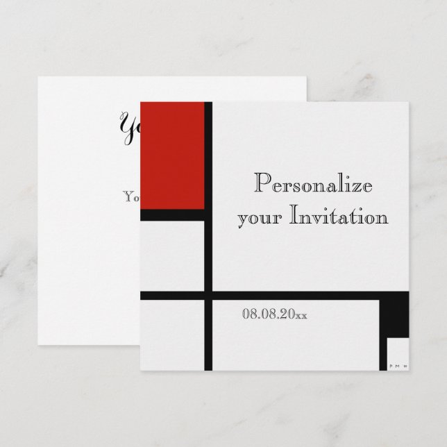 Piet Mondrian - Composition Geometric Abstract  Invitation (Front/Back)