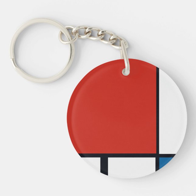 Piet Mondrian - Composition Geometric Abstract Key Ring (Front)