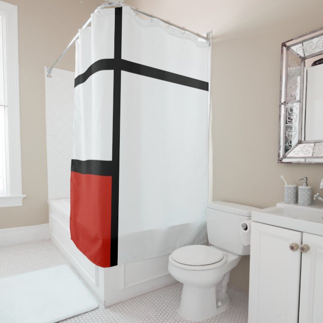 Piet Mondrian - Composition Geometric Abstract  Shower Curtain (In Situ)