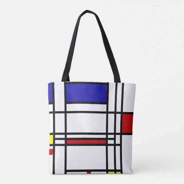Piet Mondrian , "Composition No.10" Tote Bag (Back)