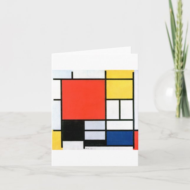 Piet Mondrian Composition Red Yellow Blue Black Card (Front)