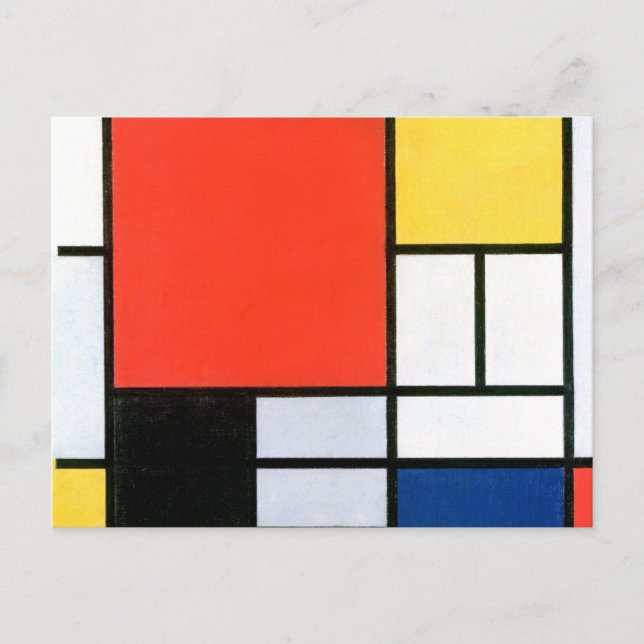 Piet Mondrian Composition Red Yellow Blue Black Postcard (Front)