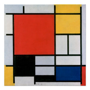 Piet Mondrian Composition Red Yellow Blue Print
