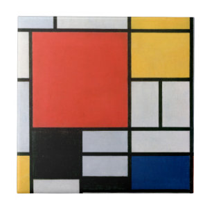Piet Mondrian Composition Red Yellow Blue Print Ceramic Tile