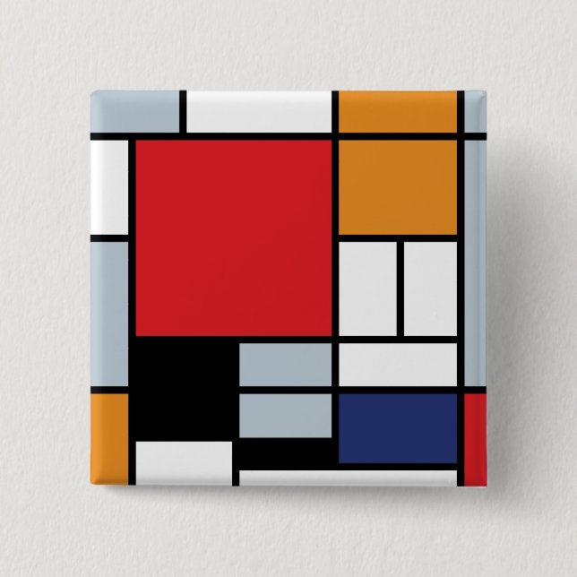Piet Mondrian - Composition with Large Red Plane 15 Cm Square Badge (Front)