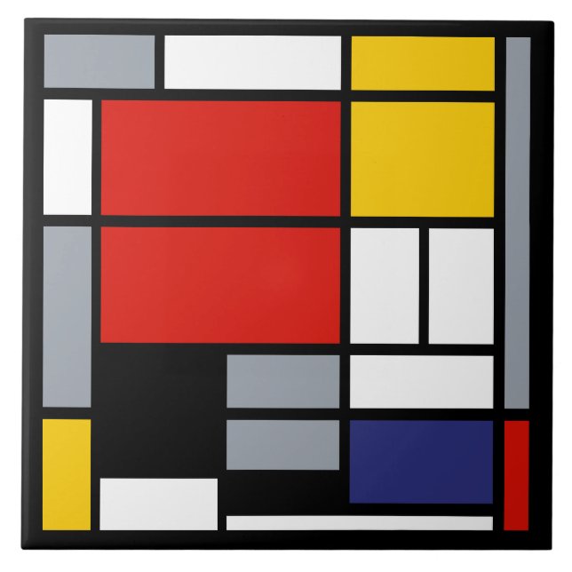 Piet Mondrian, Composition with Large Red Plane Ceramic Tile (Front)