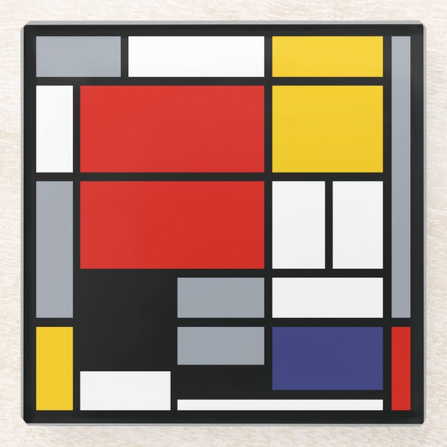 Piet Mondrian, Composition with Large Red Plane Glass Coaster (Front)