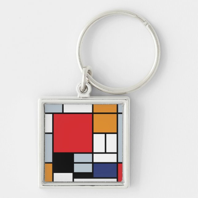 Piet Mondrian - Composition with Large Red Plane Key Ring (Front)
