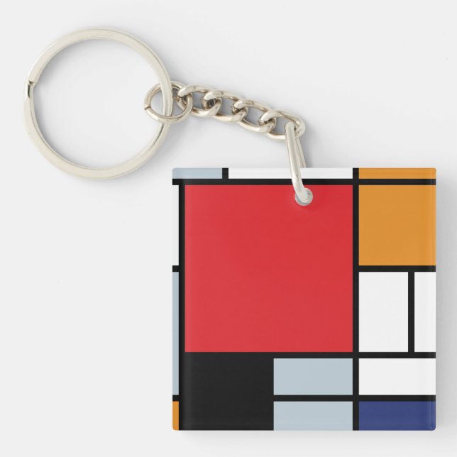 Piet Mondrian - Composition with Large Red Plane Key Ring (Front)