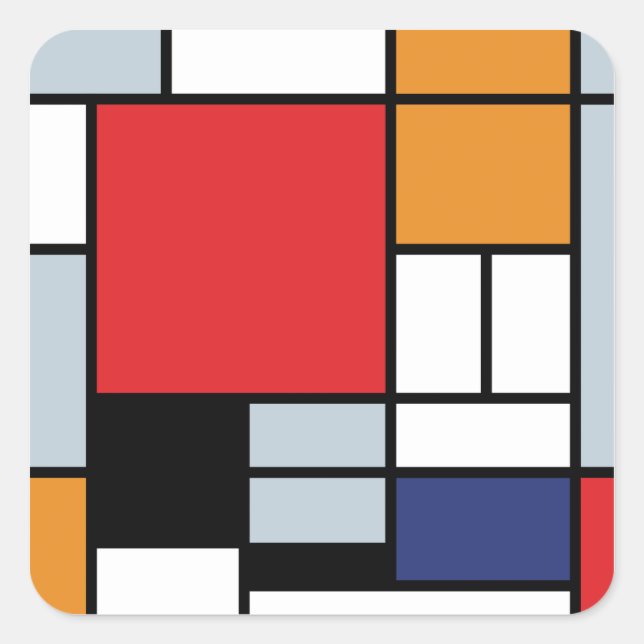 Piet Mondrian - Composition with Large Red Plane Square Sticker (Front)
