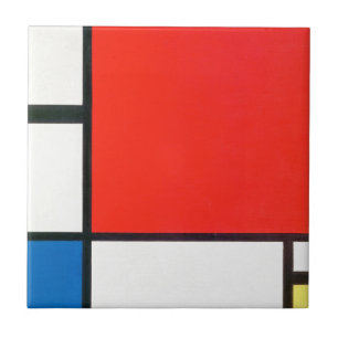 Piet Mondrian Composition With Red Ceramic Tile