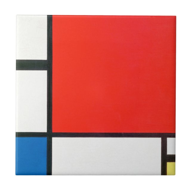 Piet Mondrian Composition With Red Ceramic Tile (Front)