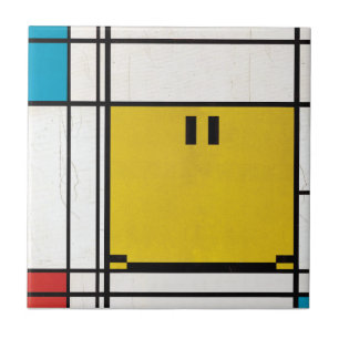 piet mondrian happy face tile