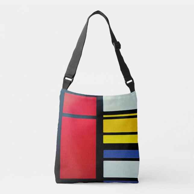 Piet Mondrian Inspired Abstract Cross-Body Tote (Front)