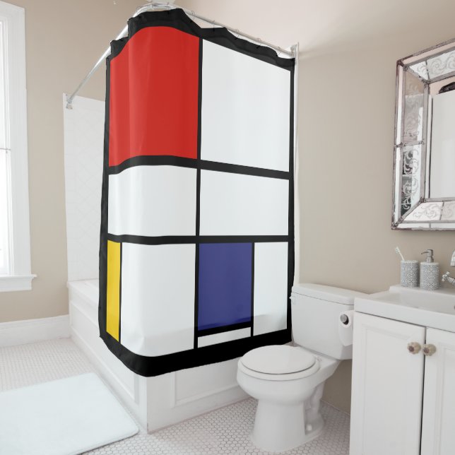 Piet Mondrian, Large Composition C Shower Curtain (In Situ)
