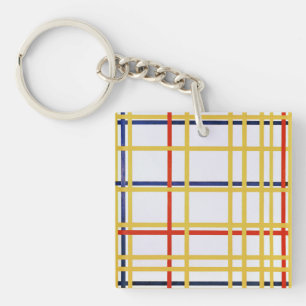 Piet Mondrian New York City I Abstract Art Key Ring