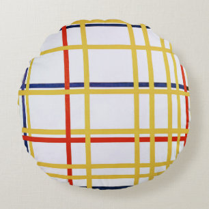 Piet Mondrian New York City I Abstract Art Round Cushion