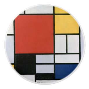 Piet Mondrian Red Blue Yellow Abstract Art Ceramic Knob