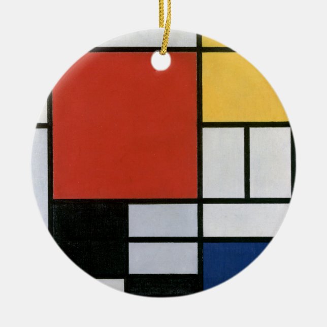 Piet Mondrian Red Blue Yellow Abstract Art Ceramic Ornament (Front)