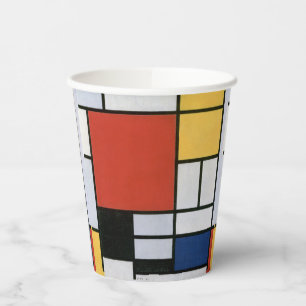 Piet Mondrian Red Blue Yellow Abstract Art Paper Cups