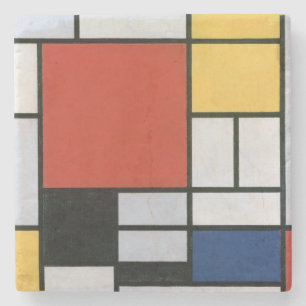 Piet Mondrian Red Blue Yellow Abstract Art Stone Coaster
