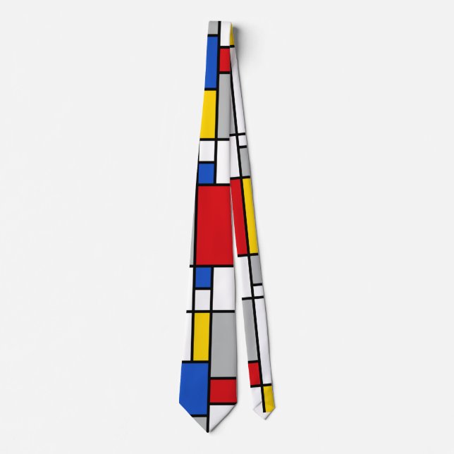 Piet Mondrian Retro Geometric Shapes Abstract Art Tie (Front)