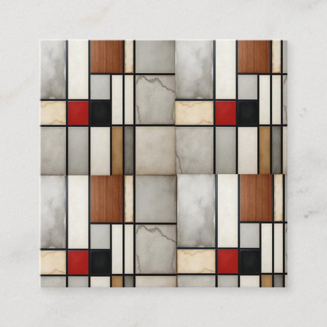 Piet Mondrian Vintage Square Business Card (Front)