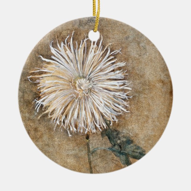Piet Mondrian's Chrysanthemum - Timeless Elegance Ceramic Ornament (Front)