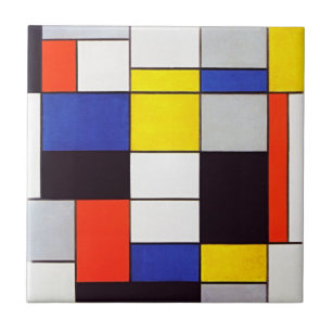 Piet Mondrian's Composition A - Digitally Enhanced Ceramic Tile