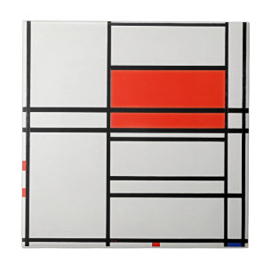 Piet Mondrian's Composition No. 4 - Vibrant Art Ceramic Tile