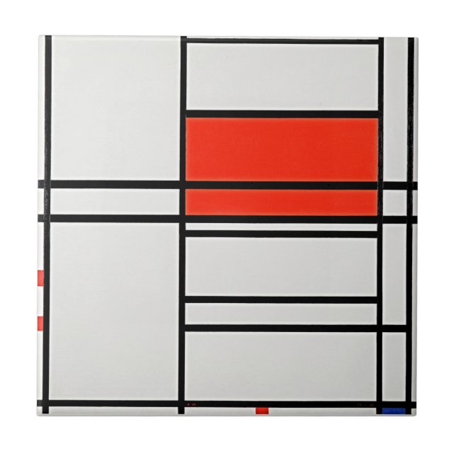 Piet Mondrian's Composition No. 4 - Vibrant Art Ceramic Tile (Front)