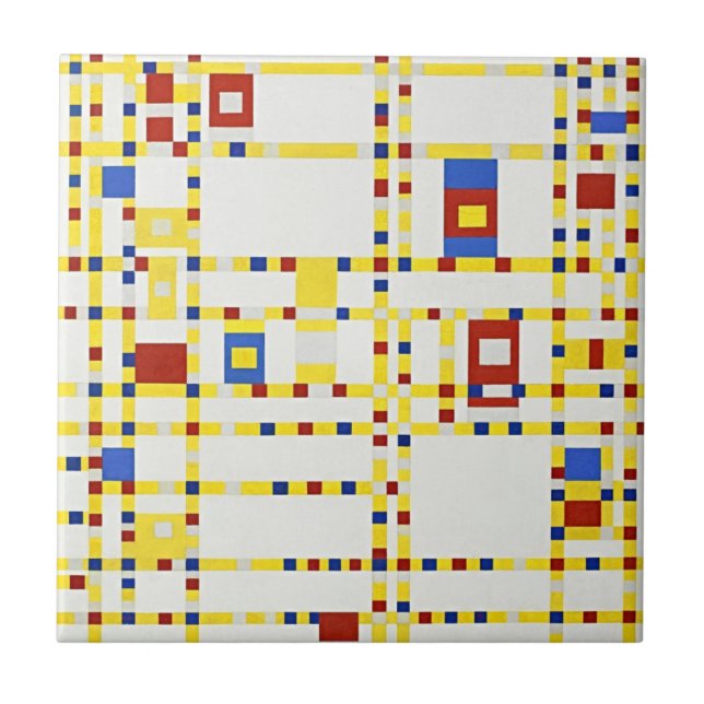 Piet Mondrian's Masterpiece Broadway Boogie Woogie Ceramic Tile (Front)