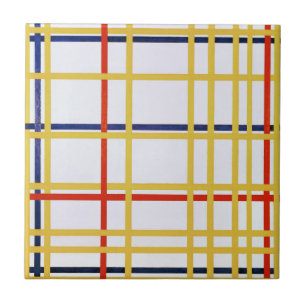 Piet Mondrian's New York City I Abstract Painting Ceramic Tile