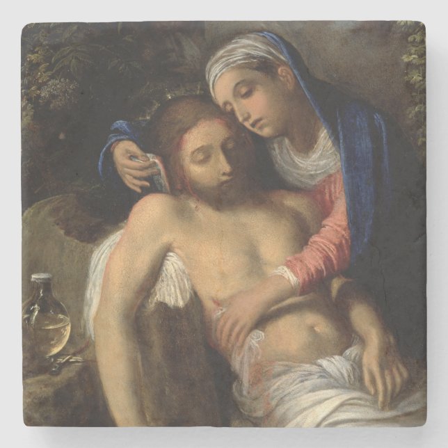 Pietà (Mary and Jesus) (by Adam Elsheimer) Stone Coaster (Front)