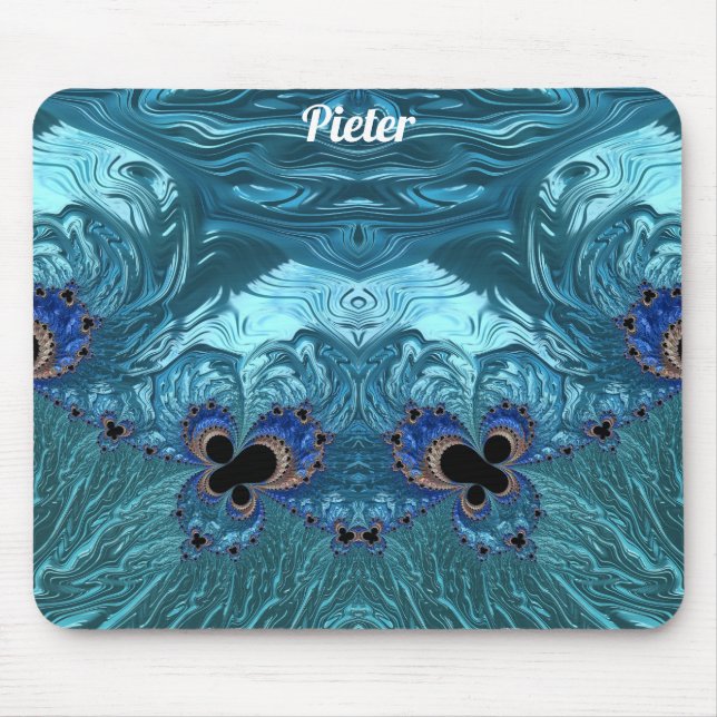 PIETER ~ Blue Aqua and Black Design  Mouse Pad (Front)