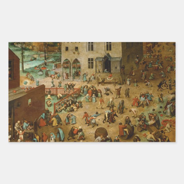 Pieter Bruegel the Elder - Children’s Games Rectangular Sticker (Front)