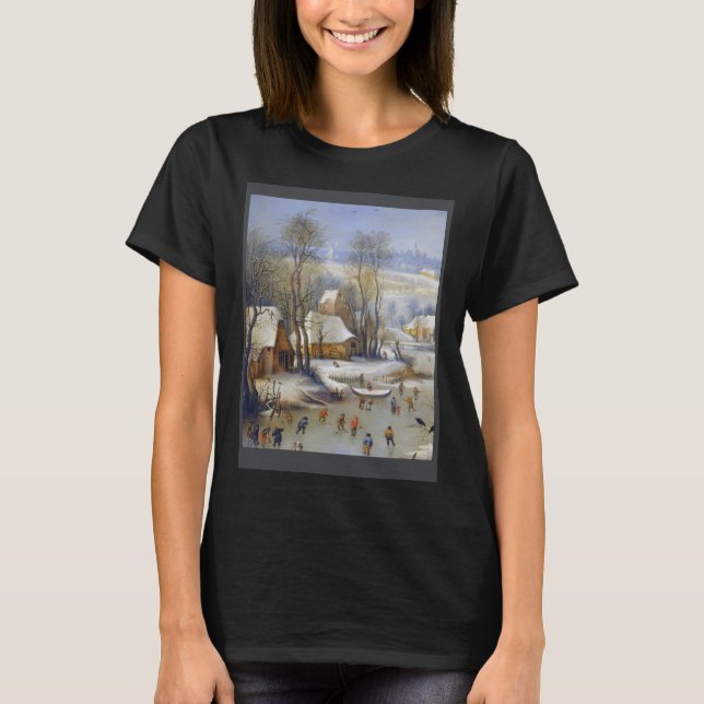 Pieter Bruegel The Elder  Winter Landscape with Bi T-Shirt (Front)