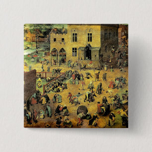 Pieter Bruegel's "Children’s Games" - 1560 15 Cm Square Badge