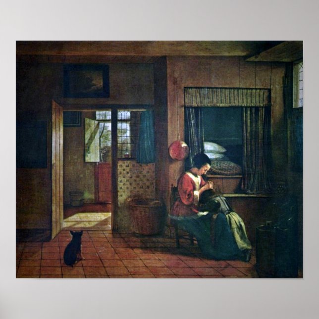 Pieter de Hooch - A mothers duty Poster (Front)