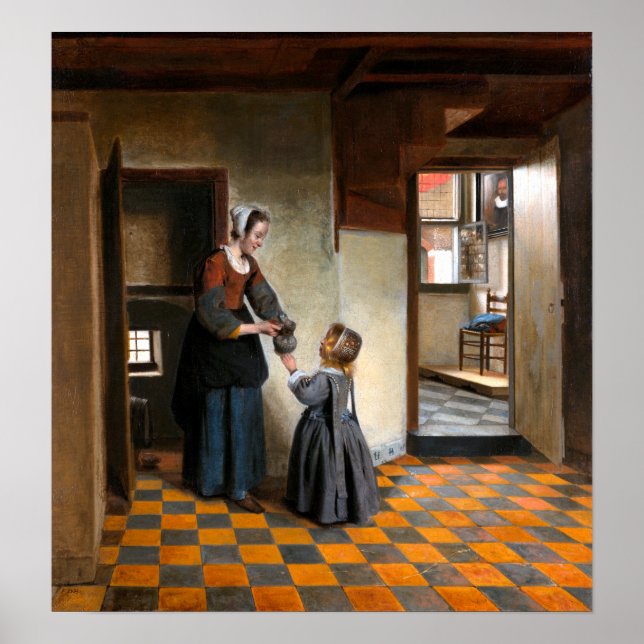 Pieter de Hooch A Woman with a Child in a Pantry Poster (Front)