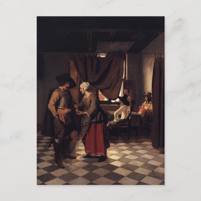 Pieter de Hooch- Paying the Hostess Postcard (Front)