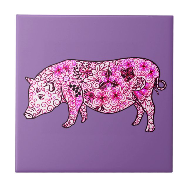 Pig 3 ceramic tile (Front)