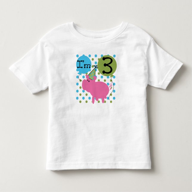 Pig 3rd Birthday Toddler T-Shirt (Front)