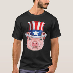 Pig 4Th Of July Uncle Sam Men Women American Flag T-Shirt