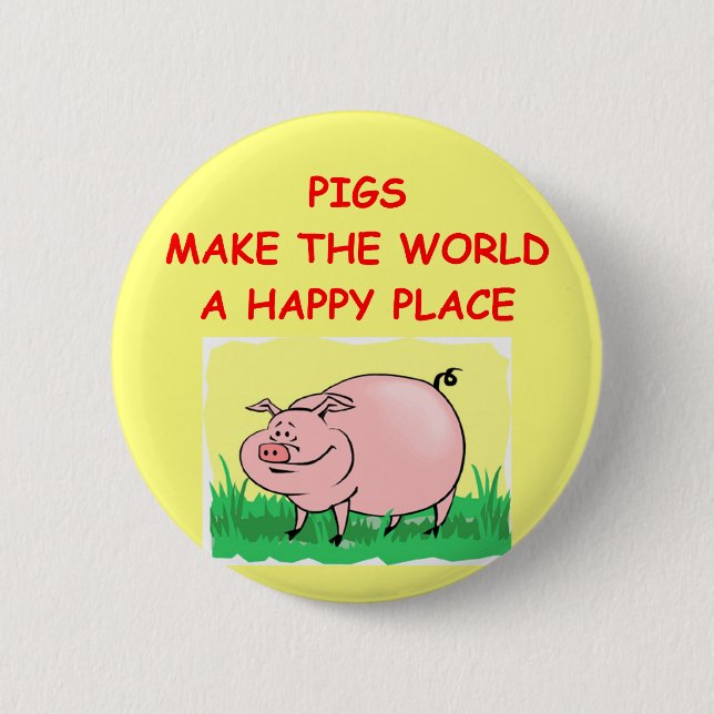 pig 6 cm round badge (Front)