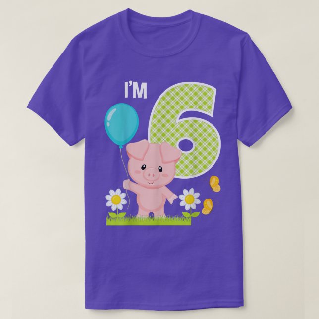 Pig 6th Birthday Toddler 6 Year Old Birthday Boy P T-Shirt (Design Front)
