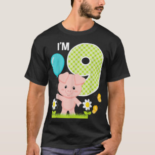Pig 9th Birthday Toddler 9 Year Old Birthday Boy P T-Shirt