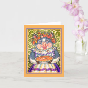 PIG & ACORN PIE, THANKSGIVING MADE WITH LOVE Blank Card