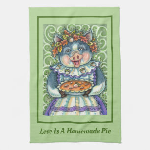 PIG & ACORN PIE, THANKSGIVING MADE WITH LOVE TEA TOWEL